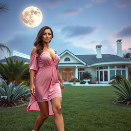 A full-body image of a mature, seductive 45-year-old woman resembling Lisa Ann, exuding beauty and sexiness