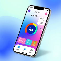 A modern and user-friendly mobile application interface design showcasing a health and glucose monitoring feature