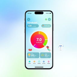 A modern and user-friendly mobile application interface design showcasing a health and glucose monitoring feature