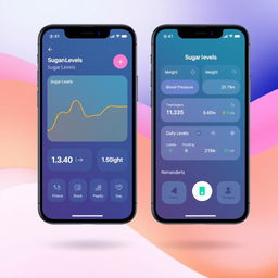 A modern and user-friendly mobile app interface design for a health and sugar level monitoring feature