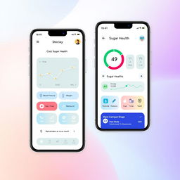 A modern and user-friendly mobile app interface design for a health and sugar level monitoring feature