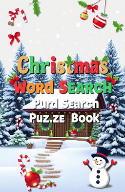 A festive Word Search Puzzle Book cover designed for Christmas