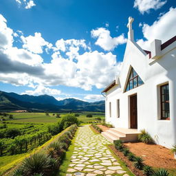 A stunning architectural view of Bosjes Chapel, nestled in the picturesque Karoo region of South Africa