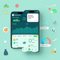 A dynamic and intuitive app design merging features for blood sugar monitoring and health tracking