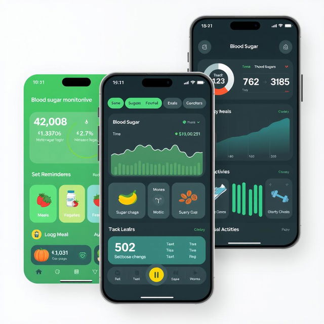 A dynamic and intuitive app design merging features for blood sugar monitoring and health tracking