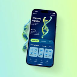 A cutting-edge app interface design that integrates DNA testing features alongside health and wellness metrics