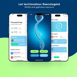 A cutting-edge app interface design that integrates DNA testing features alongside health and wellness metrics