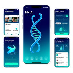 A cutting-edge app interface design that integrates DNA testing features alongside health and wellness metrics