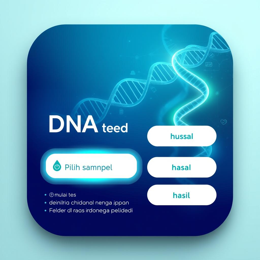 A modern and sleek DNA testing feature interface designed in the Indonesian language