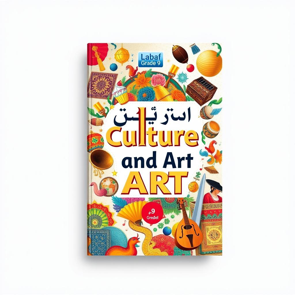 A striking book cover design for the high school textbook 'Culture and Art for Grade 9' by Labaf