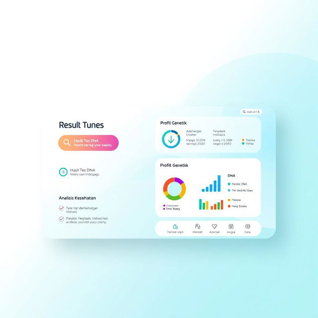 A modern and sleek design for a DNA testing feature interface, specifically showcasing the results section in the Indonesian language