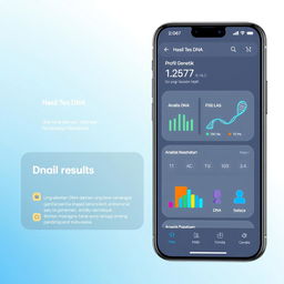 A modern and sleek design for a DNA testing feature interface, specifically showcasing the results section in the Indonesian language