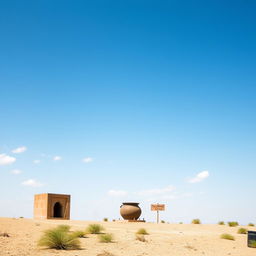 A natural background featuring a clear blue sky with a few light clouds scattered throughout