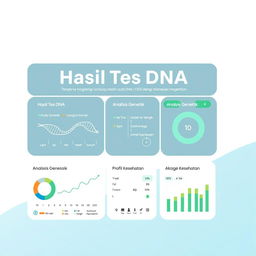 A modern and professional design for a DNA testing feature interface that prominently displays the results in Bahasa Indonesia
