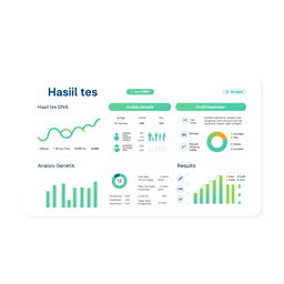 A modern and professional design for a DNA testing feature interface that prominently displays the results in Bahasa Indonesia