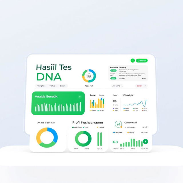 A modern and professional design for a DNA testing feature interface that prominently displays the results in Bahasa Indonesia