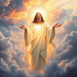 A majestic and radiant depiction of God, embodying a sense of omniscience and benevolence