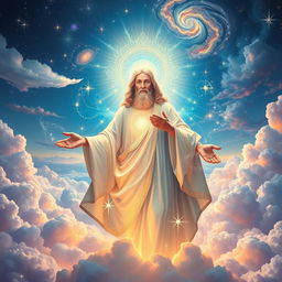 A majestic and radiant depiction of God, embodying a sense of omniscience and benevolence