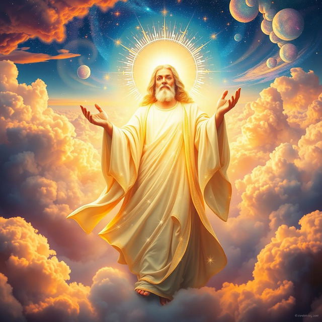 A majestic and radiant depiction of God, embodying a sense of omniscience and benevolence