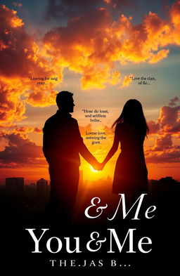 A romantic yet melancholic book cover for 'You & Me' by Thejas B