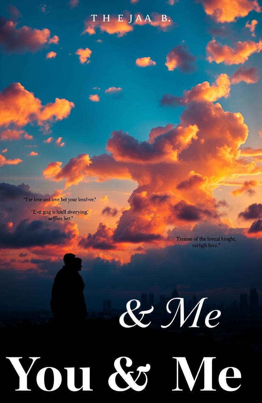 A romantic yet melancholic book cover for 'You & Me' by Thejas B