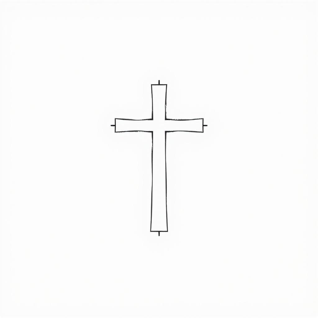 A minimalist tattoo design featuring a simple, elegant cross