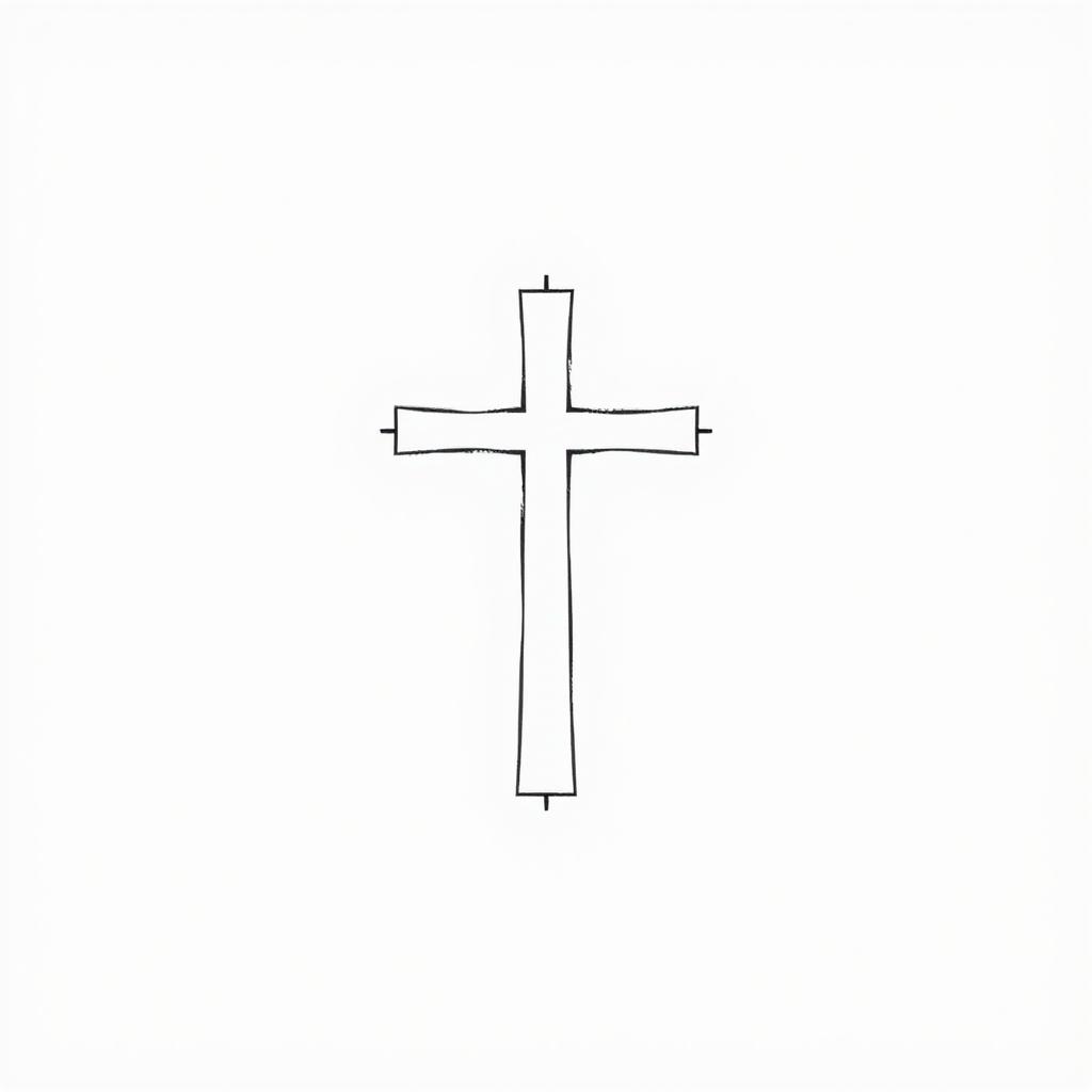 A minimalist tattoo design featuring a simple, elegant cross