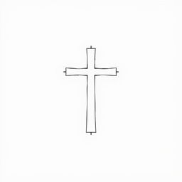 A minimalist tattoo design featuring a simple, elegant cross