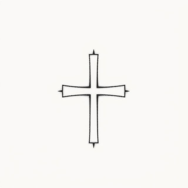 A minimalist tattoo design featuring a simple, elegant cross