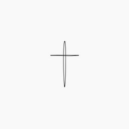 A minimalist tattoo design featuring a simple, elegant cross