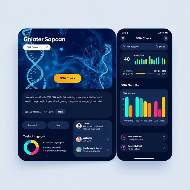 A digital design concept for a DNA check feature, showcasing an interface in the Indonesian language