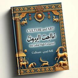 An exquisite book cover design for the 'Culture and Art of the 9th Grade' by Labaf High School, inspired by the Achaemenid (Persian) art style