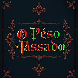 Book cover design featuring a title in a medieval font style, the text reads 'O Peso do Passado'