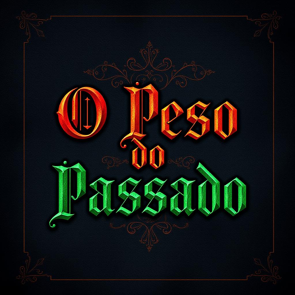 Book cover design featuring a title in a medieval font style, the text reads 'O Peso do Passado'