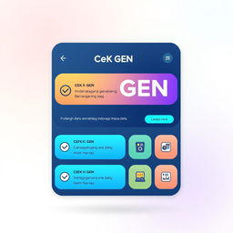 A sleek and modern user interface design for a feature named 'Cek GEN' presented in the Indonesian language