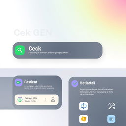 A sleek and modern user interface design for a feature named 'Cek GEN' presented in the Indonesian language