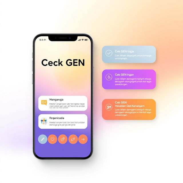 A sleek and modern user interface design for a feature named 'Cek GEN' presented in the Indonesian language