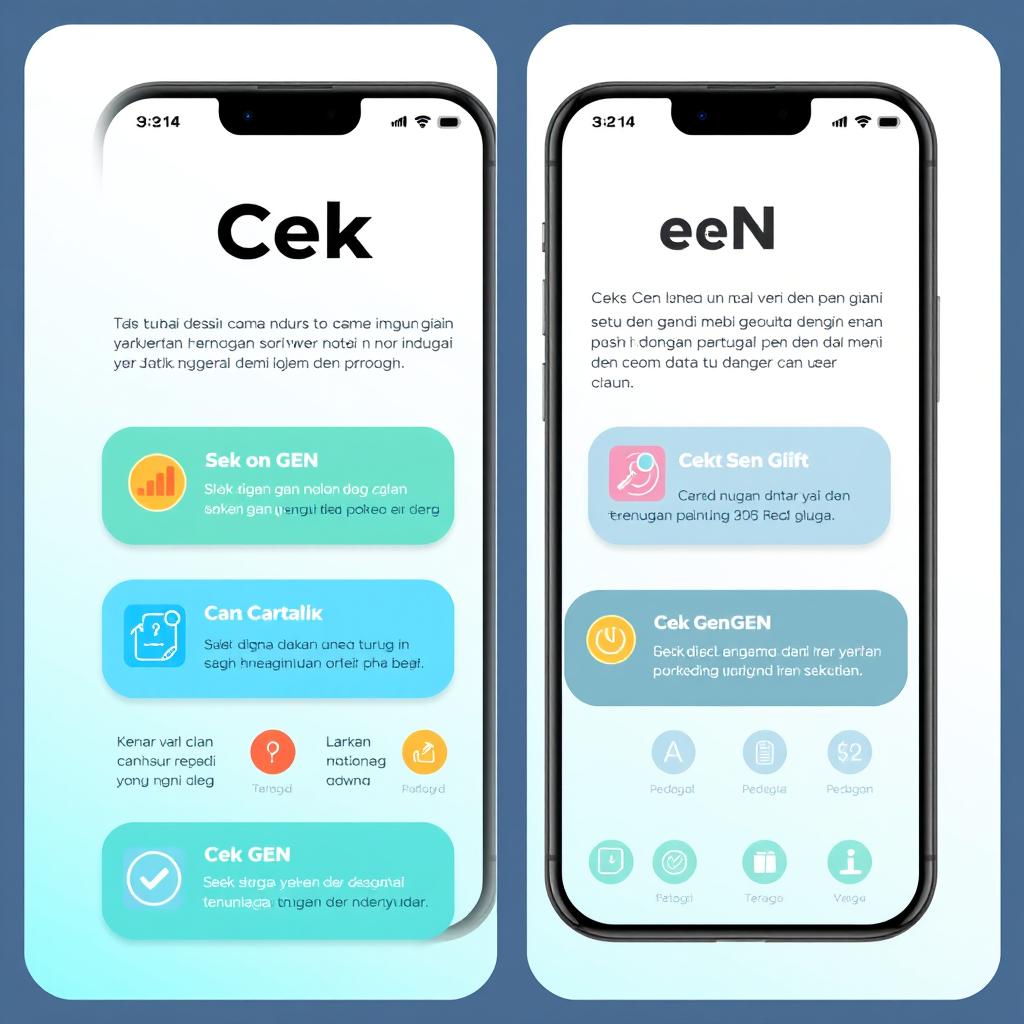 A sleek and modern user interface design for a feature named 'Cek GEN' presented in the Indonesian language