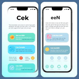 A sleek and modern user interface design for a feature named 'Cek GEN' presented in the Indonesian language