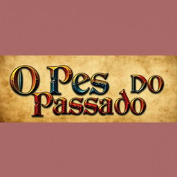 An elongated banner design featuring the title "O Peso Do Passado" in medieval style lettering