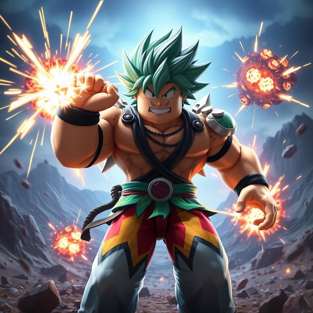 A stunning thumbnail featuring Suiryu from Roblox Battlegrounds, portrayed as the strongest character in an intense battle scene