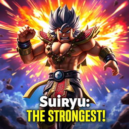 A visually striking YouTube video thumbnail featuring Suiryu from the game Battlegrounds on Roblox