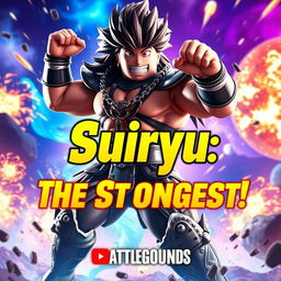 A visually striking YouTube video thumbnail featuring Suiryu from the game Battlegrounds on Roblox