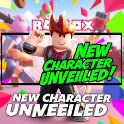 A vibrant and eye-catching YouTube video thumbnail featuring a new character from the game Heroes Battleground on Roblox