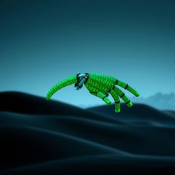 A visually striking image of a robotic arm made entirely of aesthetically arranged green binary numbers, with a sleek and artistic design