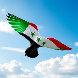 A vibrant and creative representation of the Syrian flag, with a captivating design
