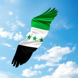 A vibrant and creative representation of the Syrian flag, with a captivating design