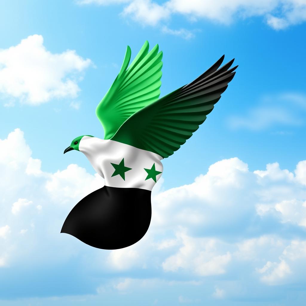 A vibrant and creative representation of the Syrian flag, with a captivating design