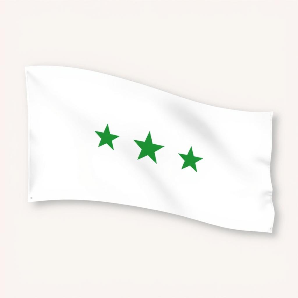 A creatively designed flag consisting of three horizontal stripes: white on top, green in the middle, and black at the bottom