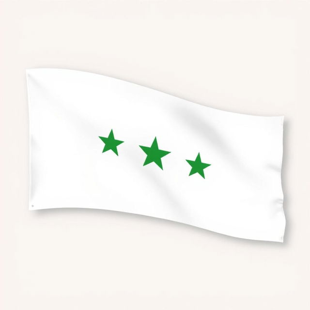 A creatively designed flag consisting of three horizontal stripes: white on top, green in the middle, and black at the bottom